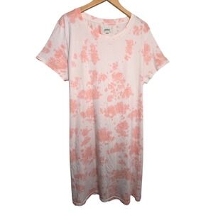 Pact Women Peach Organic Cotton Tie Dye Tie Back T-Shirt Dress XXL‎ Sustainable